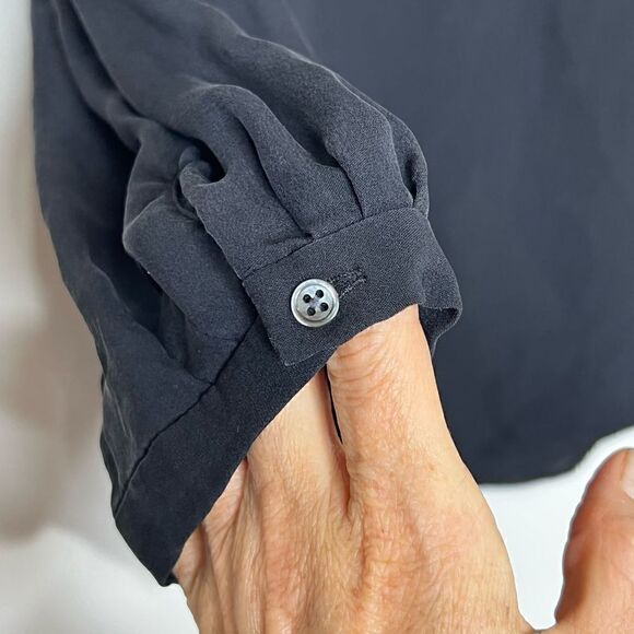 Joie Black Silk Beaded Neckline Long-sleeve Blouse - Picture 3 of 10